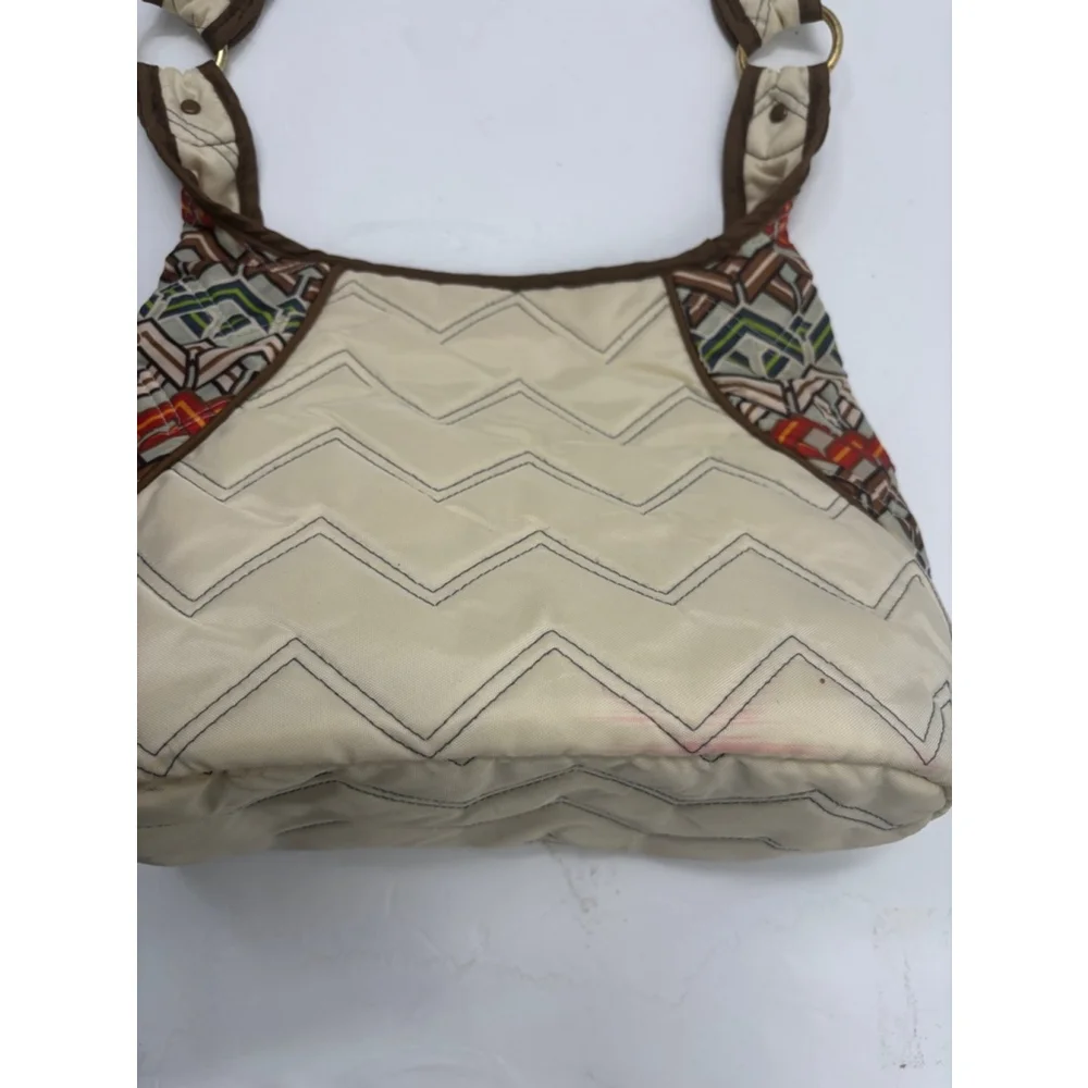 Women's Cinda b Beige quilted chevron Tote Bag and wristlet wallet One Size